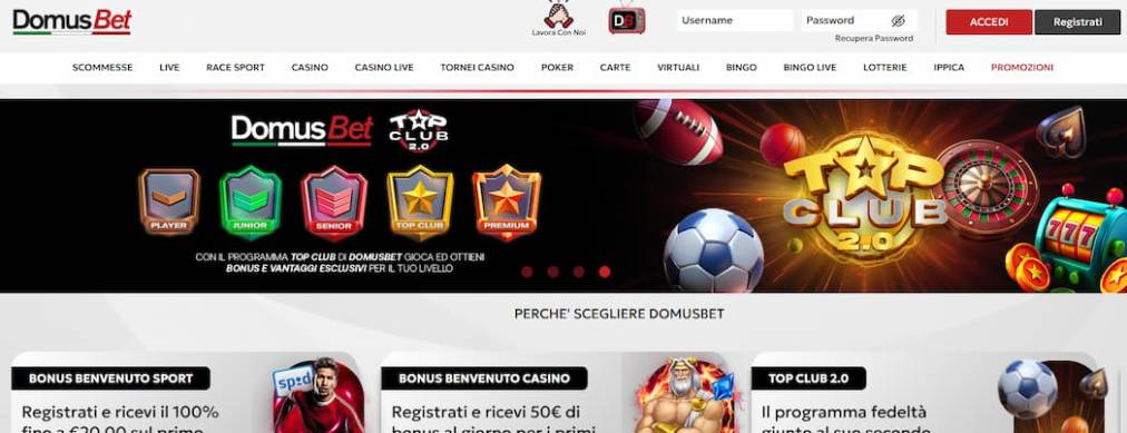 DomusBet bonus benvenuto 2026
